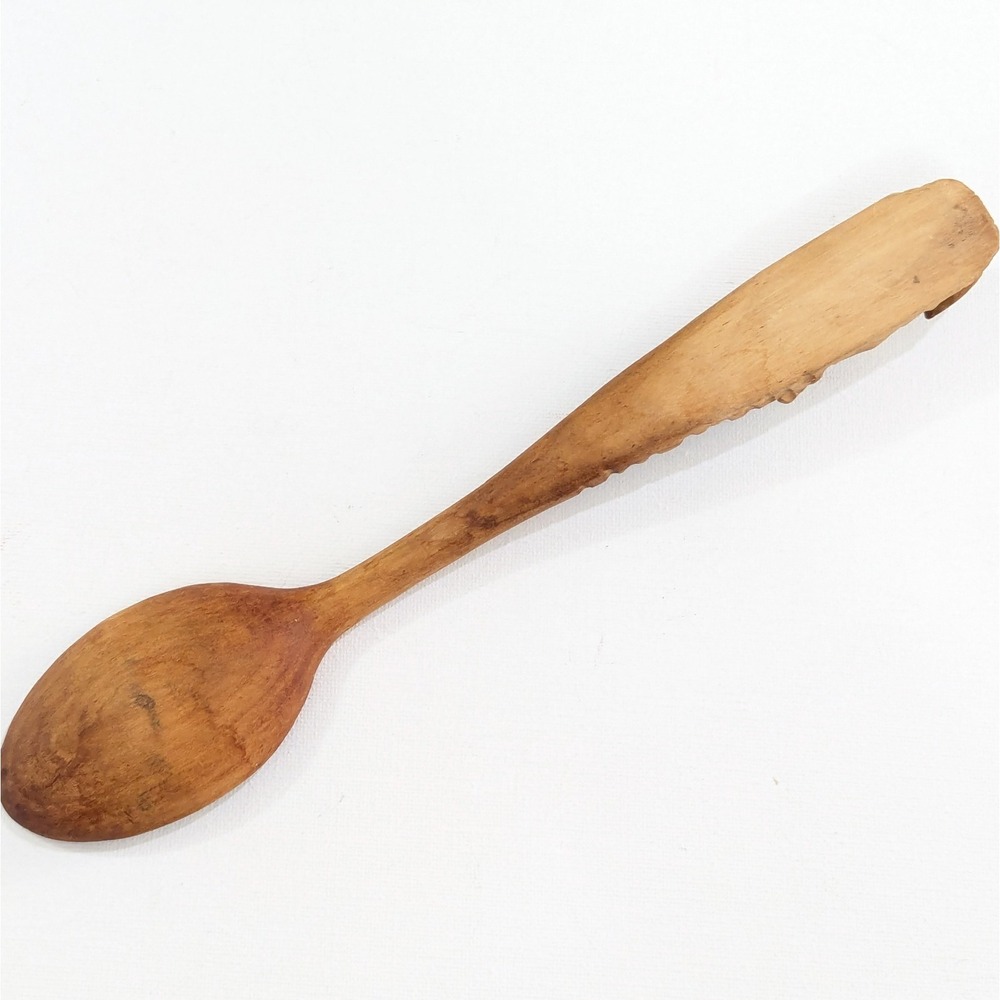 Vtg Carved Wood Spoon Hunting Dog Spaniel Folk Art Lodge Cabin Rustic Decor - Picture 12 of 16